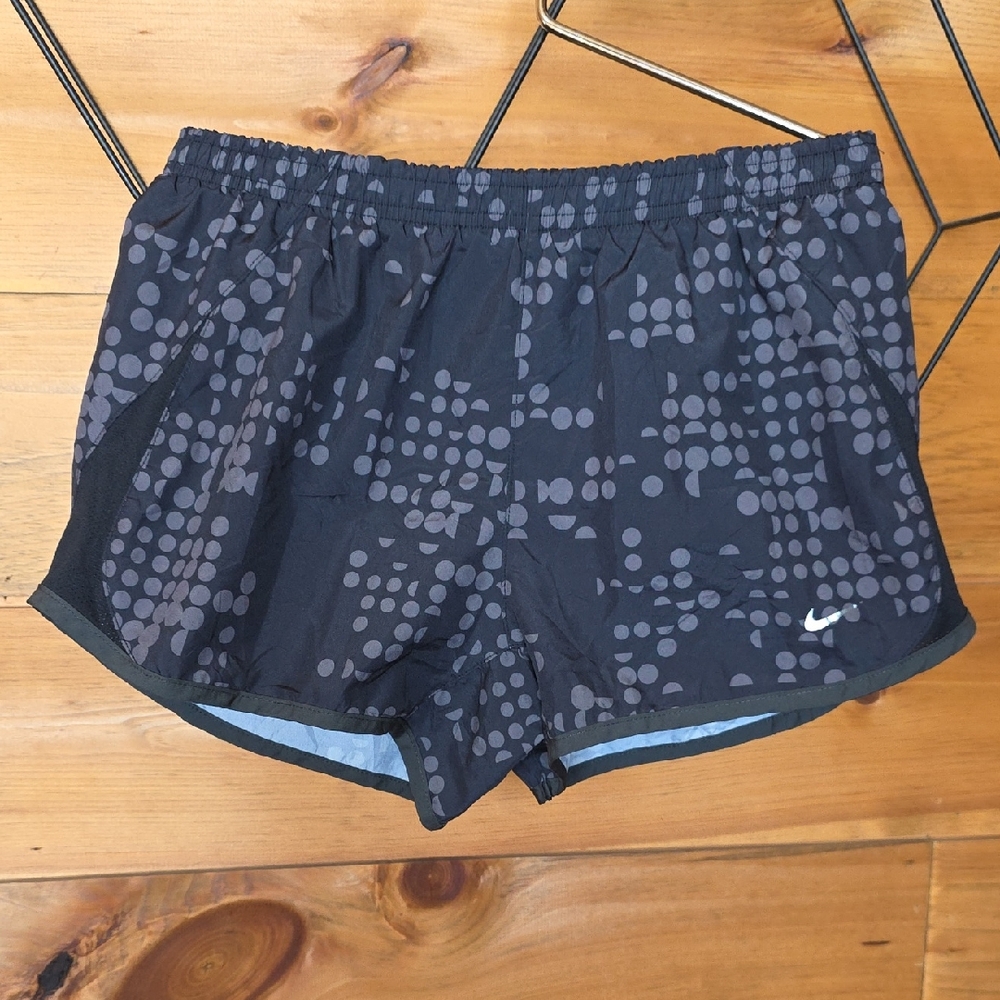 Nike Women's Black Athletic Shorts with Gray Dot Pattern Small